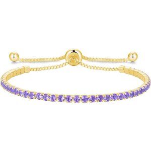 Gold-Feb-Amethyst Sterling Silver Birthstone 2.5mm Tennis Bolo Bracelet